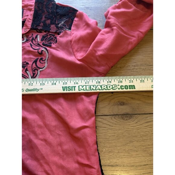 ROAR‎ Western Embroidered Rhinestone Pearl Snap Shirt Roll Tab Sleeves M Country - Picture 5 of 16